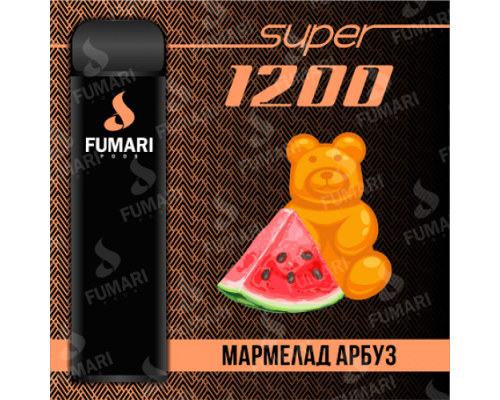Купить Электронная сигарета Фумари Подс Супер 1200 затяжек Мармелад Арбуз (Fumari Pods 1500 Super Jelly Watermelon) по оптовой цене